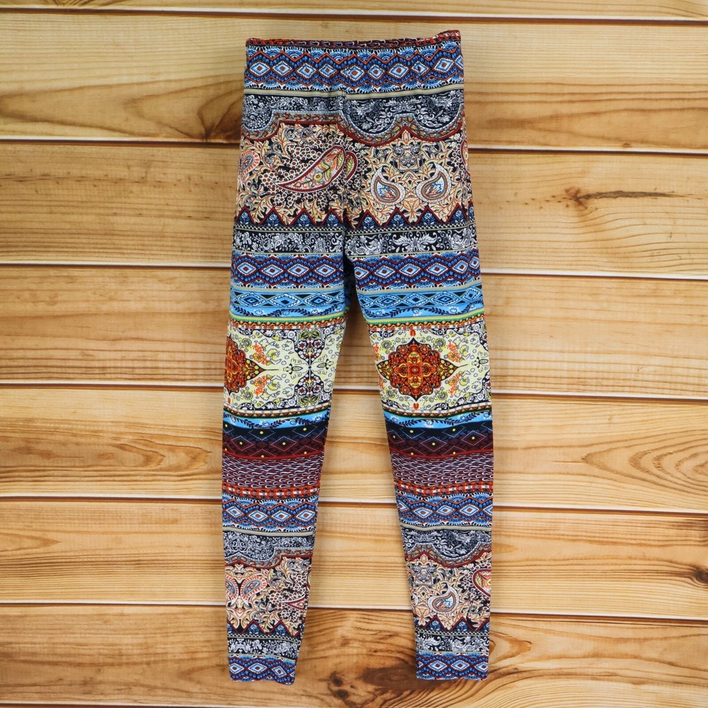 Super Soft Leggings Womens S-L Colorful‎ Paisley High Rise Elastic Waist Win Win